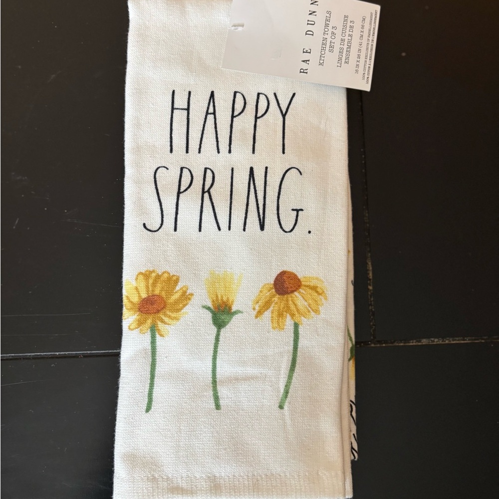 Rae Dunn Happy Spring Kitchen Towel Set (3 towels)